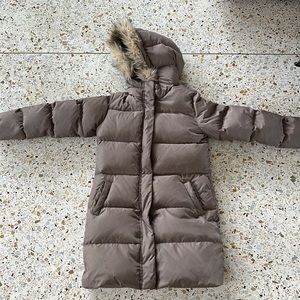 GAPKIDS BROWN-GRAYISH COAT WITH FUR HOOD
